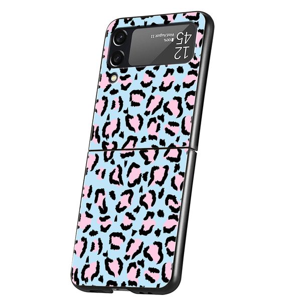 Tiger Leopard Print Pantera Tampa do telefone para Samsung Galaxy Z Flip 4 Case Black for Samsung Z flip3 Hard PC Luxury dobrável Shell