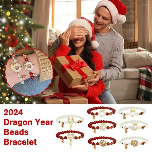 Link -Bänder Chinesische Stil Chinesischer Stil Rotes Seil Drachen Armband 2024 Frauen Glückstier Perle Ehrfurcht günstig Frauen Mädchen handgefertigtes Jude T8Q9