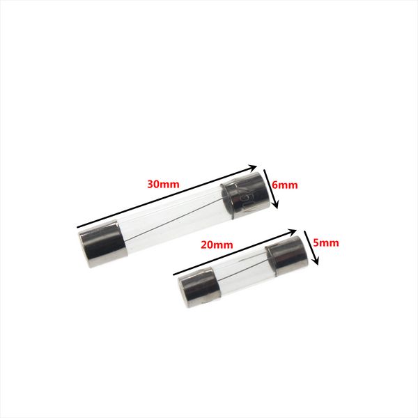 100pcs 5x20mm da 6x30mm fusibile vetro Fusibile veloce 250 V 0,1a 0,2a 0,5a 1a 2a 3a 3,15a 4a 5a 6a 7a 8a 10a 12a 15a 20a blow rapido