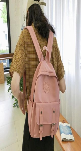 Backpack Nylon School School School High School Student Coreano Versão do Antitheft Flip Casual Girl Small5837962