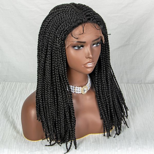 Nova chegada 16 polegadas Bob trançadas perucas sintéticas T Parte de renda com cabelos para bebês Braids Wigs para mulheres negras 27/613 Color