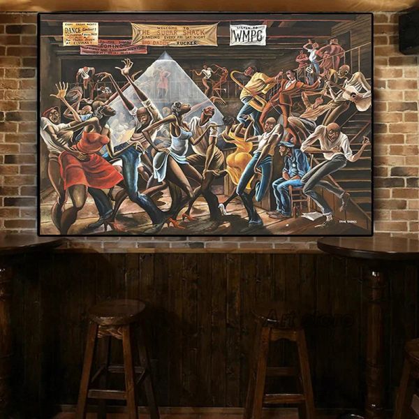 Vintage Ernie Barnes die Zucker Shack -Plakate und Drucke klassische berühmte Kunstwerk Wandkunst Leinwand Malerei Hauszimmer Dekor Bilder