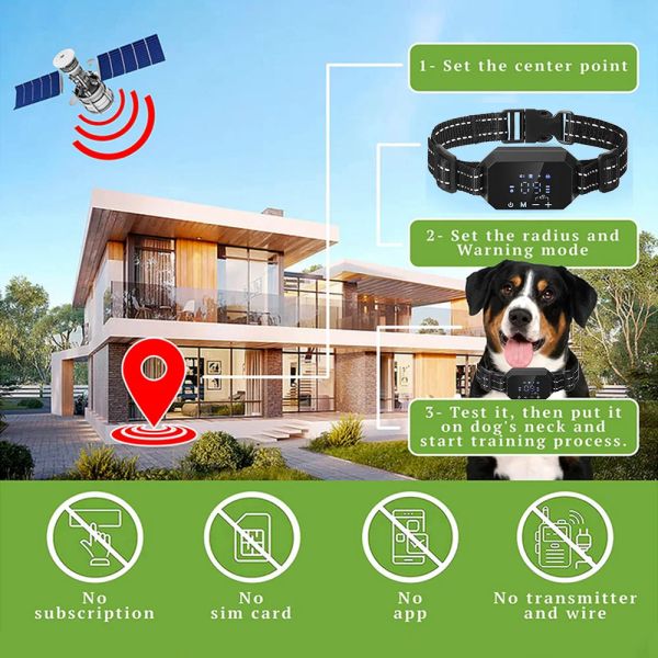 1000 м GPS Dog Fence Outdoor Electric Shock Vibrate Невидимое устройство ограждения для собак Тренировка воротников 100 ~ 3280 футов диапазон