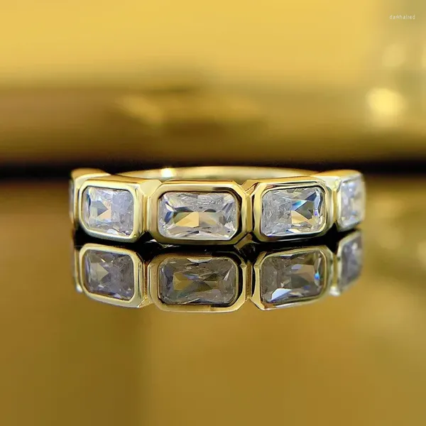 Кластерные кольца S925 Серебро 3 5 мм прямоугольное кольцо циркона с золотым покрытием трансграничной оптом из Европы и Америки