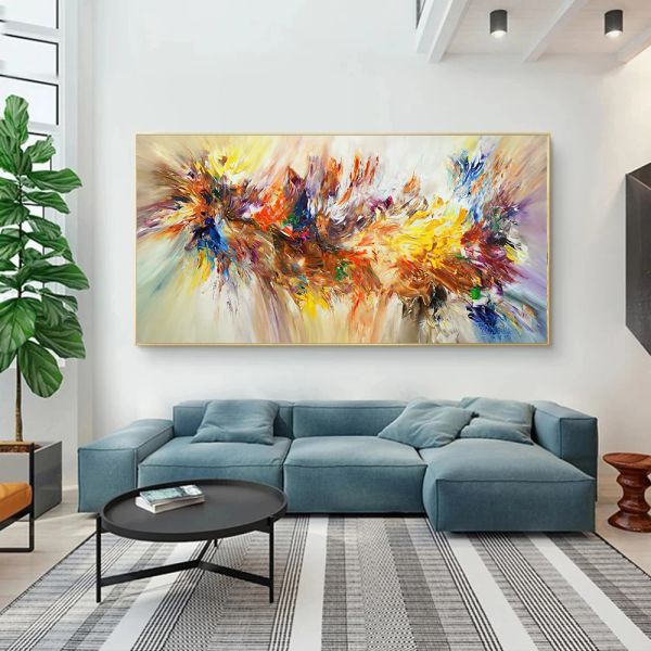 Grande pintura abstrata arte arte colorida flor flor poster lona pintura para sala de estar arte de parede de parede imagens decorativas decoração de casa