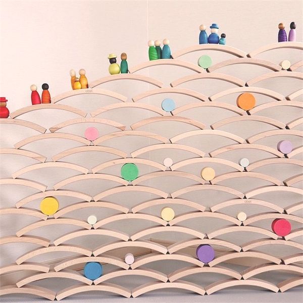 Mini Arc -блоки Beech Wood Toys Строительные строительные блоки открытые игры Play Game Montessori Образовательные деревянные игрушки для детей