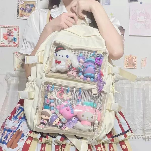 Mulheres japonesas kawaii itabag mochila transparente de grande capacidade ITA bolsas escolares para estudante universitário JK 240328