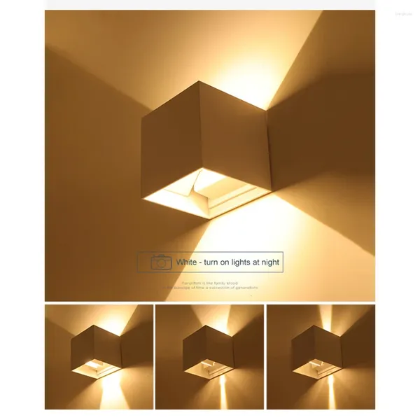 Duvar lambası 6W/10W Yatak Odası Alüminyum Küp Sundurma Işık Su Geçirmez Açık Dış Modern El Koruma Oturma Odası için Modern Modern