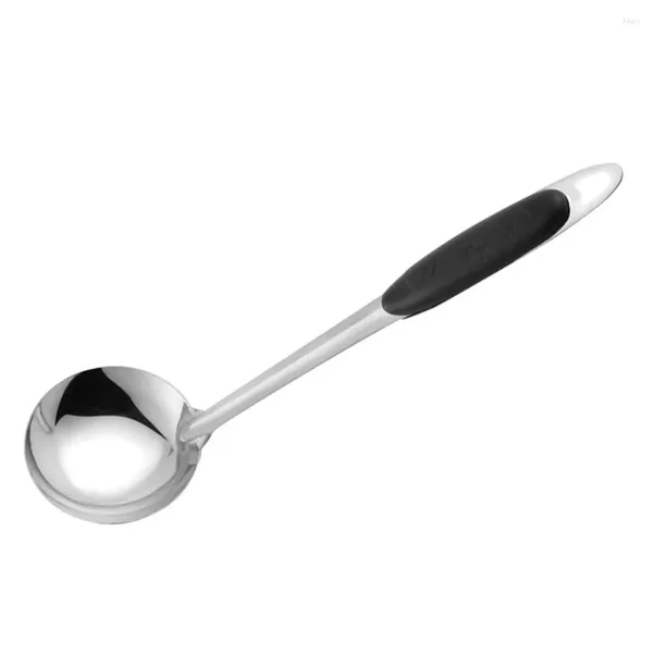 Löffel Edelstahl Hangable Topfsuppe Löffel Haushalt langer Griff verdicken Metall für Hausküchen Utensilien