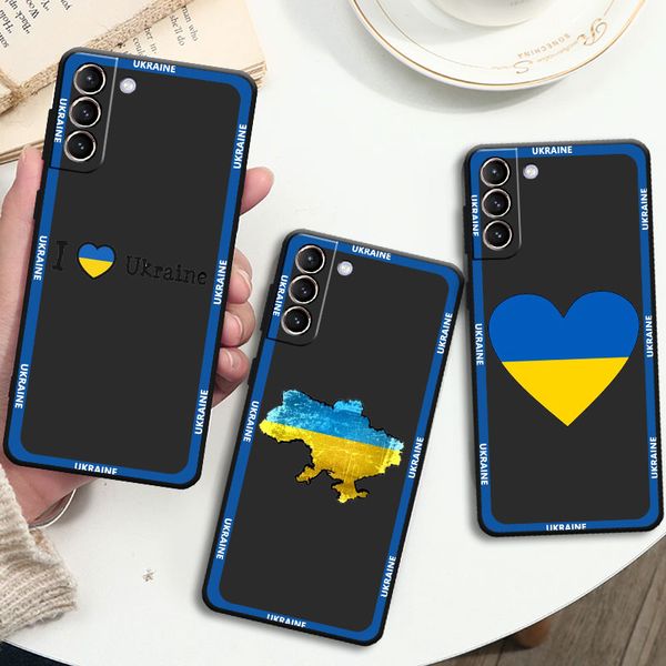 Ukraine -Flaggenfall für Samsung Galaxy S23 S20 S22 Ultra S21 Fe S10 S9 Plus Note 20 10 Lite Black Soft Phone Cover