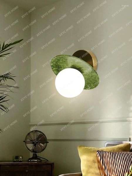 Lampada a parete francese giada naturale nordico soggiorno camera da letto lampadina
