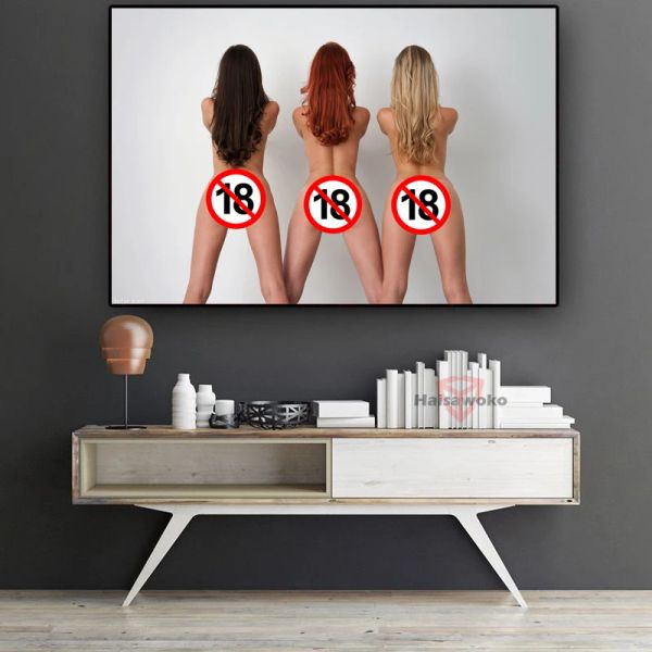 Плакат человеческого боди -арта сексуальная модель эротическая девочка задница киска голые женщины холст