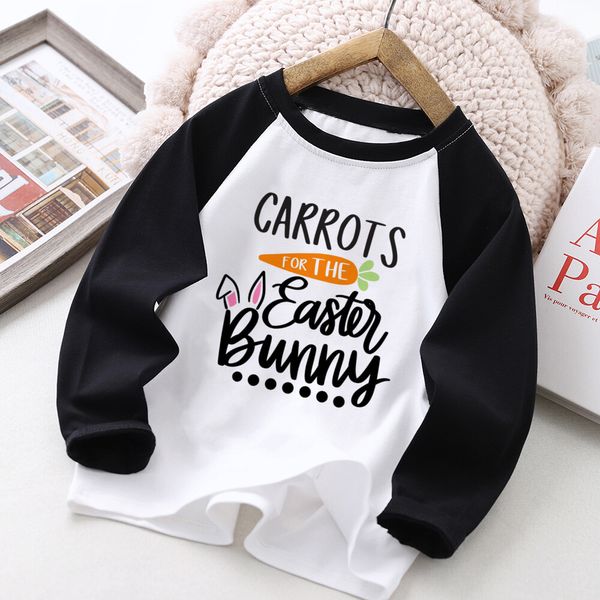 T-shirt di Pasqua Happy Child Cash Raglan Caseve Tops Tops Fragole Carina Carina Stampa per coniglietti per ragazzi Abbigliamento per ragazze Tee Shirt