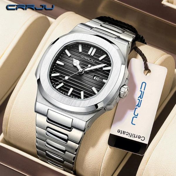 Armbanduhr Crrju Männer beobachten 2024 Luxus Top Brand Quartz Uhren Geschäfte Einfache Ultra -dünne leuchtende Armbanduhr Herrenuhr Reloj Hombre