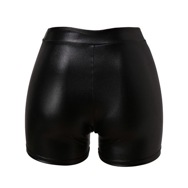 Short in pelle sexy per donne in alto in vita alta elastica pantaloncini andeli leggings neri da nightclub Hot Dance Clubwear Pantaloni caldi pantaloncini caldi