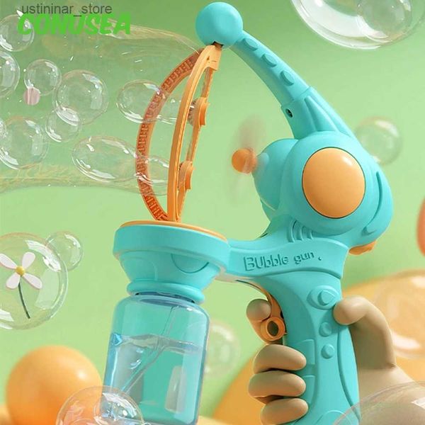 Sand Play Water Fun Bubble in Bubble Gun Machine che soffia Bubbles Electric Bubble Soap Toys Outdoor Party Play Toys per Kids Birthday Gift L47