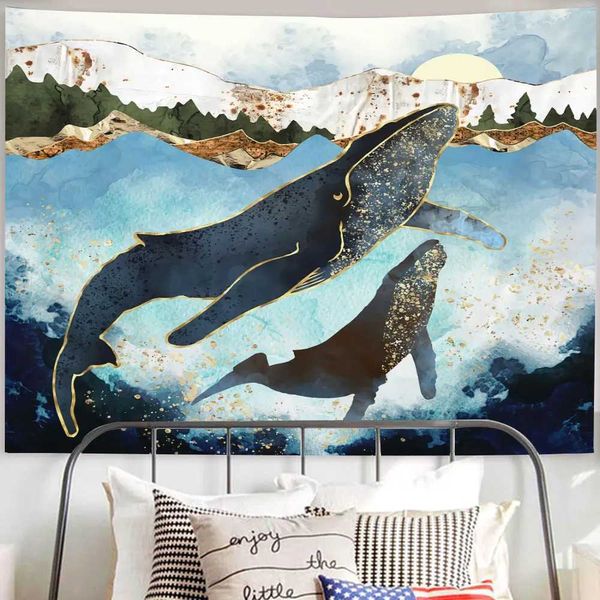 Dolphin Sky Tapestries Audio Cartone animato appeso nuvole rosa e balene Aestestry Aesthetic Kawaii Decorazioni per la stanza della stanza Decor Home Decor R0411