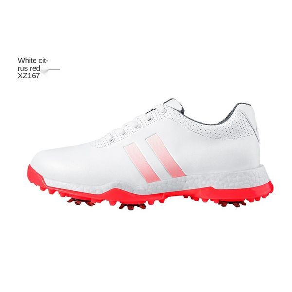 PGM-Frauen Golfschuhe mit abnehmbaren Spikes wasserdichtem Anti-Schlupf-Knopf-Strapp Sport Sneakers Weiß lässiges Mikrofaserleder XZ171