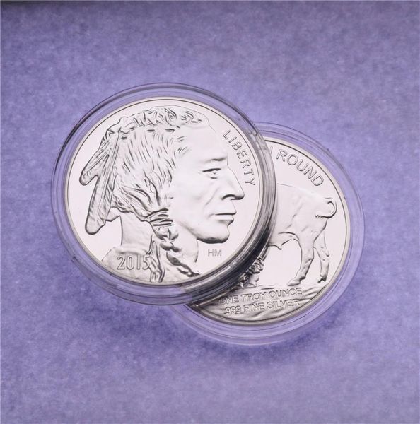 Andere Kunsthandwerk 1 Unz 999 Fine American Silver Buffalo Rare Münzen 2015 Messing Plattierung Silber Coin5132168