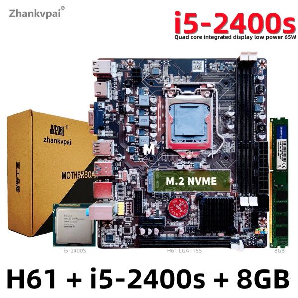 Материнские платы H61 LGA1155 Материнская плата на рабочем столе Intel Quad Core Low Power I52400S 2,50 ГГц DRR3 8GB набор для памяти
