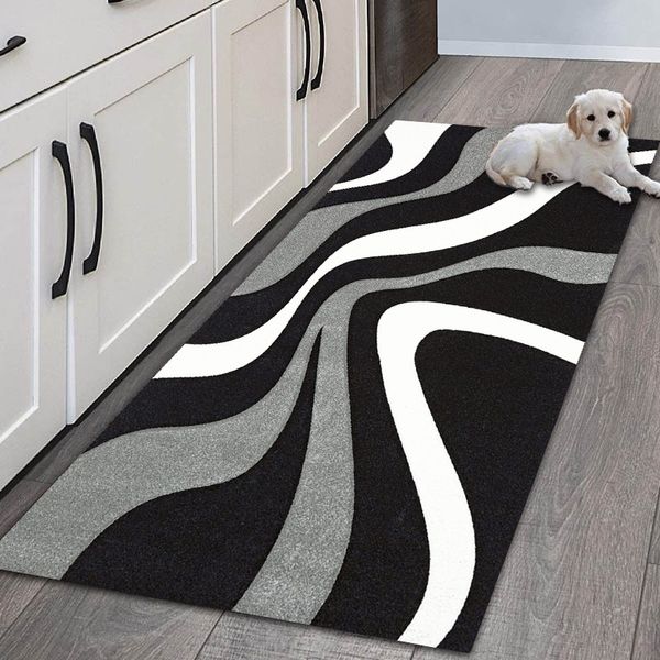 Carpete de cozinha nórdica para tapetes de chão Banho de corredor moderno comprimento Tradicional Lavagem de Faixa de Flor Luz Luz Branca Caso Branco 3D