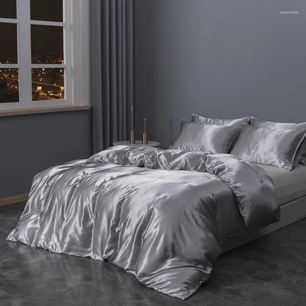 Bedding Sets Europe S/D/K Tamanho/seda como cetim de alta qualidade/fechamento do zíper/Cuidado fácil/7 cores disponíveis