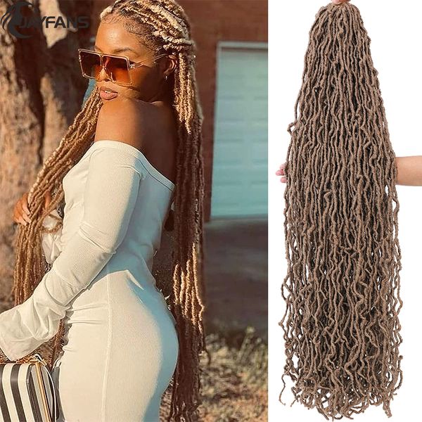 Super Long Faux Locs Crochet 36 polegadas ombre loira verde cota de crochê de crochê de crochê azul real tranças de crochê falsas azuis mafadas