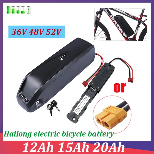 Para Hailong Electric Bicycle Battery 36V 48V 52V 12AH 15AH 20AH 500W 750W 1000W 18650 Bateria de lítio BAFANG BATERIA com 40ABMS