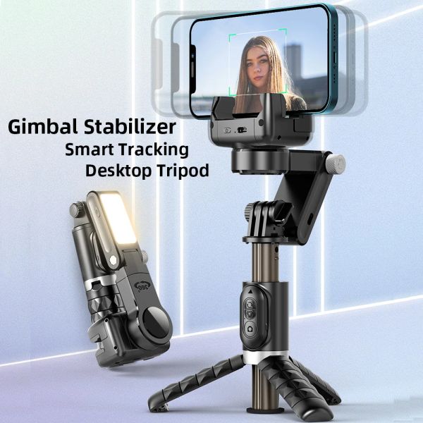 Gimbals Phone Stabilizer Desktop Holly Stabilizer Gimbal Selfie Stick Trippiede Riempimento Luce Wireless Remote dopo la modalità di tiro