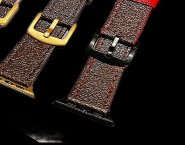 Moda Genuine Leather Watch Bands para relógio Strap 38mm 40mm 41mm 42mm 44mm 45mm Iwatch 3 4 5 SE 6 7 Série Band Designer F9080039