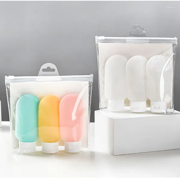 Garrafas de armazenamento 3pcs kit de viagem 60 ml pe pp vazio colorido garrafa plástica shampoo chuveiro gel recipiente reciclável Squeeze Tube ferramenta