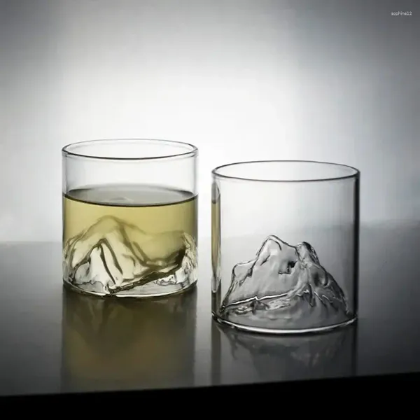 Weingläser transparent kleiner Glas Kaffee Tasse Whisky Haushalt trinken Hitzebeständige kreative Retro Mountain