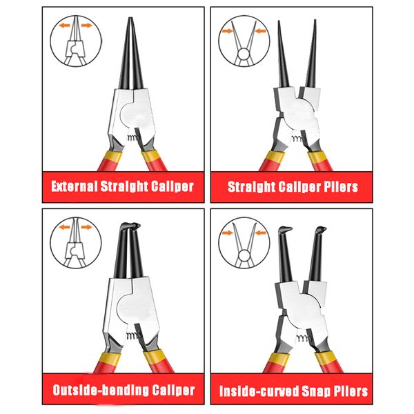 Tragbare 7 -Zoll -Circlip -Zange interne externe Ziers -Sets beibehalten Clips Multifunktionales Schnappring -Crimp -Handwerkzeug