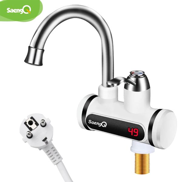 Aquecedores Aquecedor de água elétrica Saengq 220V Torneira de cozinha sem tanque de tanque de água aquecida Tapagem de água que flui misturador aquecido Display Digital