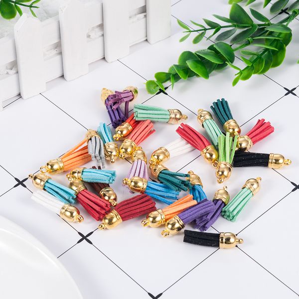 10/30/50pcs Multicolorgold Quasten -Zauber für Schmuck, die 3,8 cm koreanische Samt Quaste Quaste Halskette Ohrringe DIY -Schmuckbefund erfassen