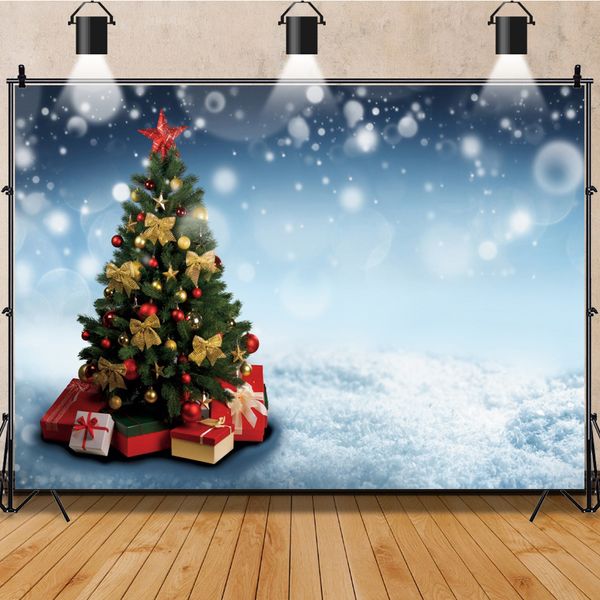 Cenário de Natal de inverno para fotografia boneco de neve árvore de pinheiro recém -nascido no 1º aniversário do chá de bebê