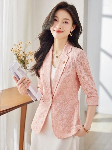 Frauenanzüge Frühling Sommer formelle elegante rosa ol Styles Blazers Jackets Mantel Professionelle Büro Damen Karriereinterview Outwear Tops