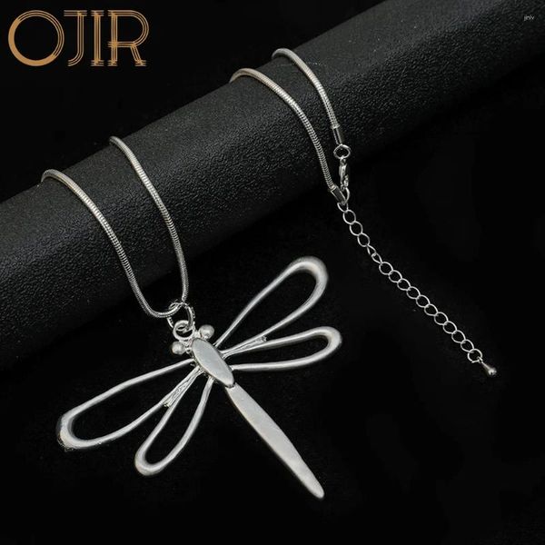 Anhänger Halsketten 2024 lange Ketten Silber Farbe Libelle Anhänger Halskette Koreanische Mode Schmuck Gothische Accessoires für Frauen Trends