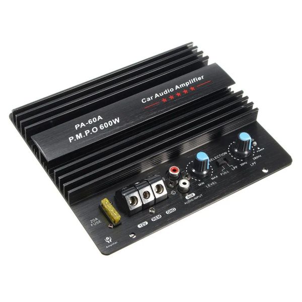 Amplifikatörler 12V Mono 600W Yüksek Güçlü Araba Ses Amplifikatörü PA60A Moda Tel Çizim Güçlü Bas Subwoofer'lar 20a Sigorta ile Amplifikatör