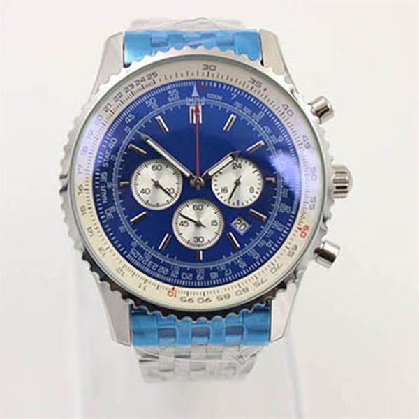 Neue Qualität B06 B01 Navitimer Uhren Chronograph Battery Bewegung Quarz blaues Zifferblatt MAMS Watch Stainsteel Stahl Herren Armbanduhren 319l