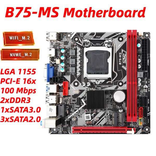 Materie madri 24pin b75ms Motherboard da gioco Madella Massone 16 GB LGA 1155 PC Supporto Supporta 2 Slot di memoria Slot Desktop Mainboard