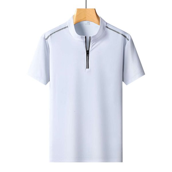 Airlougolf Sport Casual Short Sleeved T-Shirt für Herren Sommereis Seide schnell trocknend stehende Nacken halbe Ärmel T-Shirt halbe Strickjacke Top