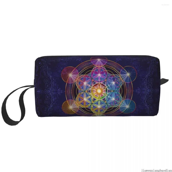 Bolsas de cosméticos Metatron's Cube Merkabah Bolsa de viagem para mulheres Flor da vida Organizador de maquiagem de beleza Lady Beauty Storage DOPP Kit