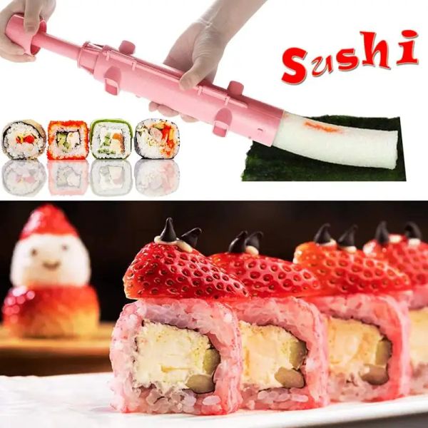 Novo DIY Sushi Making Machine Kitchen Sushi Tool Sushi Maker Sushi Bazooka Japanese Roled Rice Meat Molde Bento Acessórios 2023