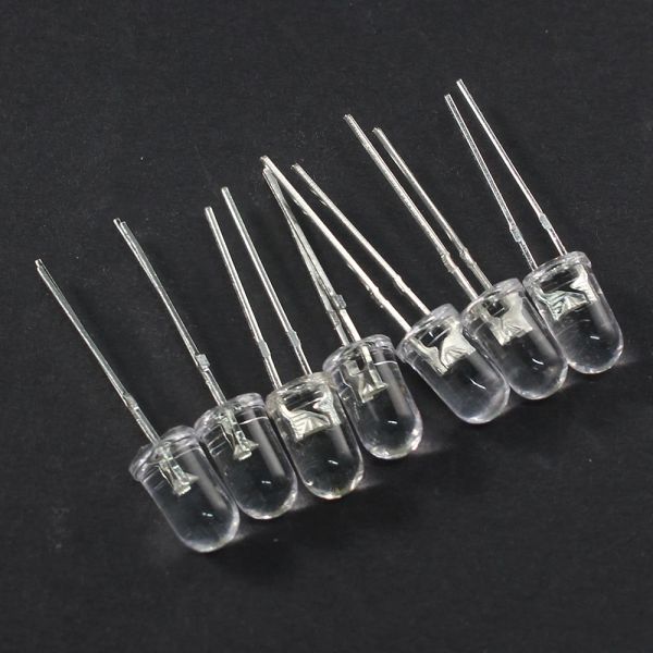 50pcs Transparente LED -Diode 5 mm weiß orange rot gelb blau grün LED -Leuchten Dioden