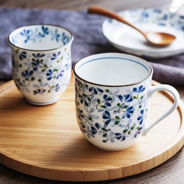 Tazze di piattini giapponesi blu blu underglaze ceramica ceramica tazza di tè 245 ml