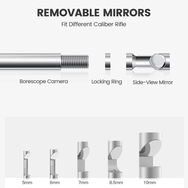 Teslong 5,0 -Zoll -IPS -Bildschirm 5mm Objektivgewehr Boorscope Visuelle Waffenreinigung Kamera für über 20 Kaliber 45 Zoll Flexible Sonde