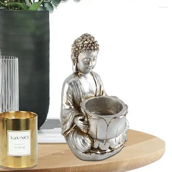 Kerzenhalter meditieren Buddha Teelichthalter Harz Figur Zen Statue Tee Licht langlebig für Innengarten