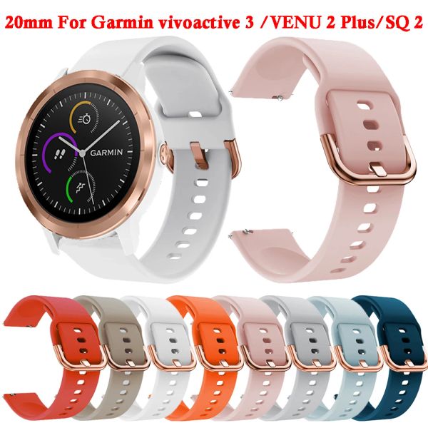 Banda di orologi in silicone da 20 mm per Garmin Vivoactive 3/Venu 2 Plus/Sq Women Bracciale Bracciale Forerunner 158 245 645/Vivomove HR Correa