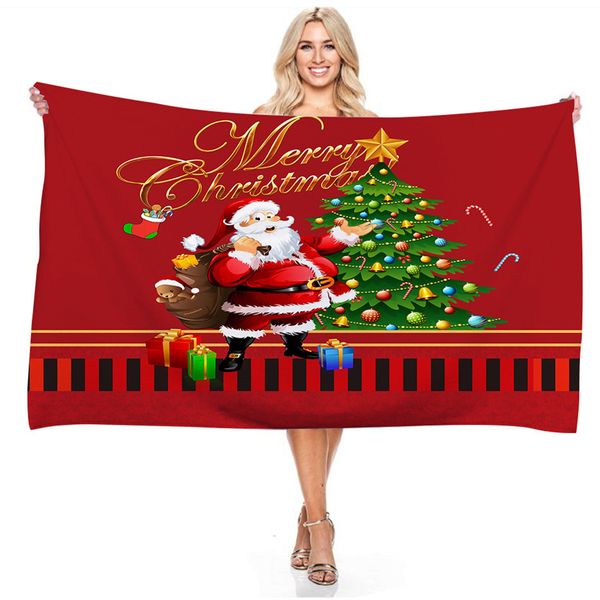 Babbo Natale da asciugamano da spiaggia Gift natalizi morbido rapido a secco a secco coperta spiaggia sport asciugamano decorazioni natalizie per bambini adulti per bambini adulti